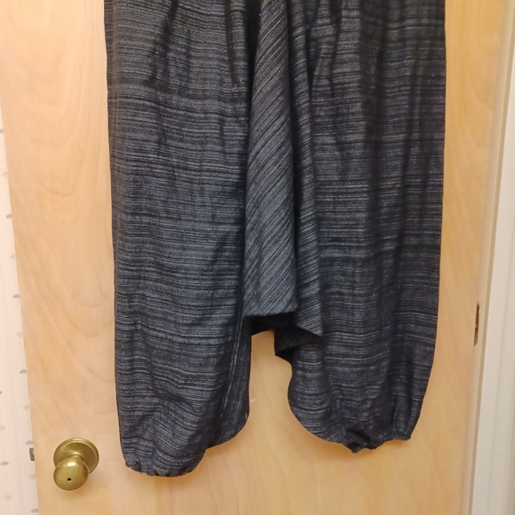 Grey embroidered Harem Indian Boho festival drawstring Unisex pocket pants Sz L - Picture 3 of 7